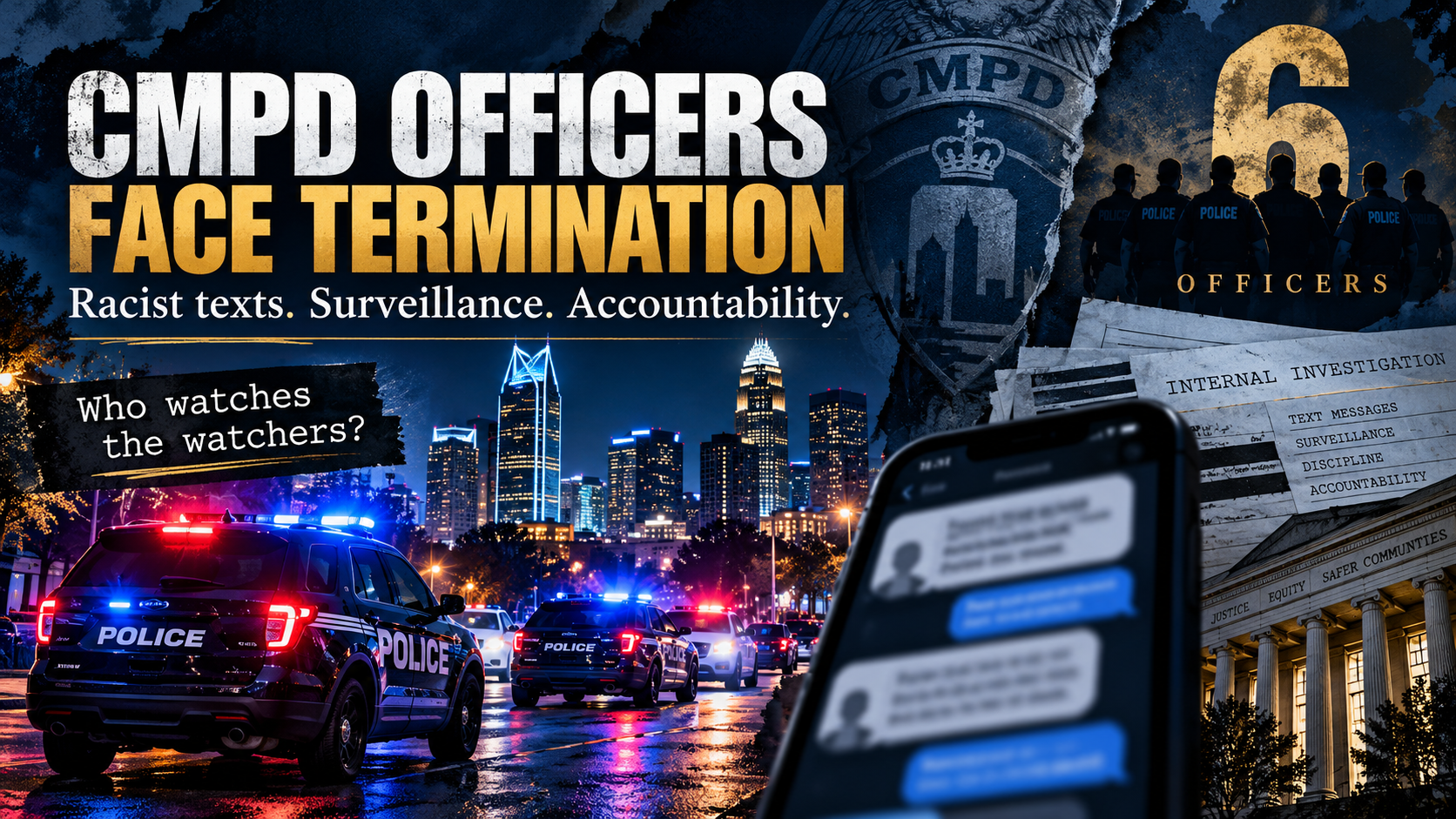 Six officers fired over racial text 