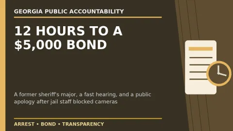 Prison Project editorial headline graphic: A Former Sheriff's Major Got a $5,000 Bond in 12 Hours. Jail Staff Also Shielded His Face.